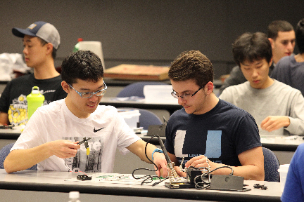 Students in an electronics class