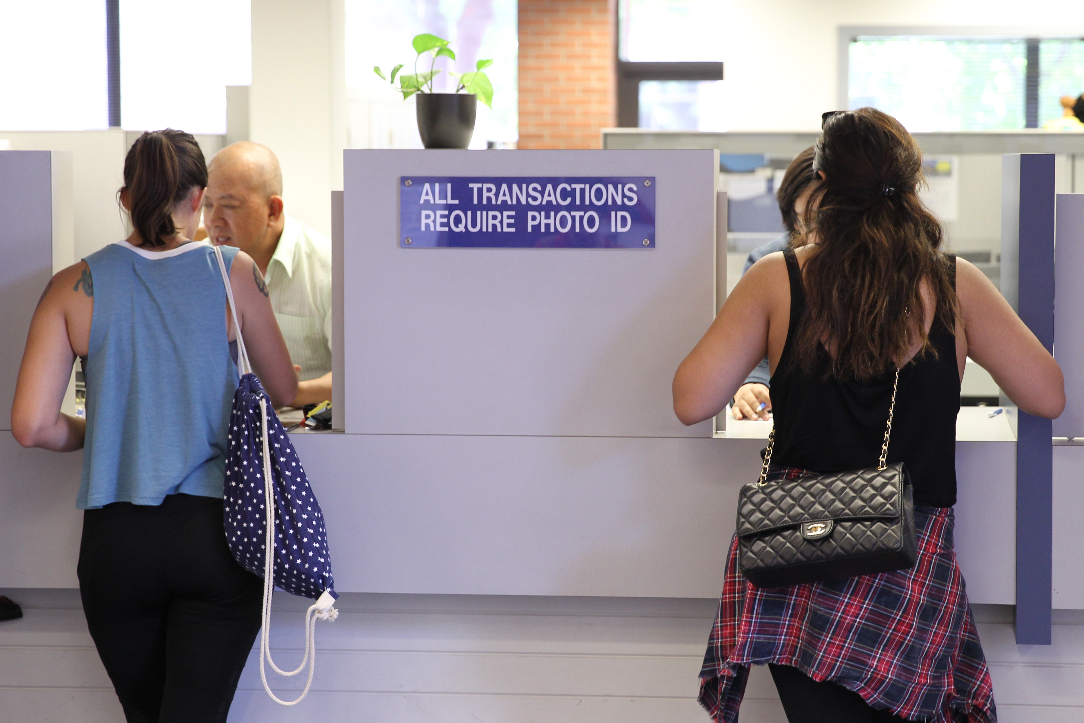 Photo showing students in the Student Services Center