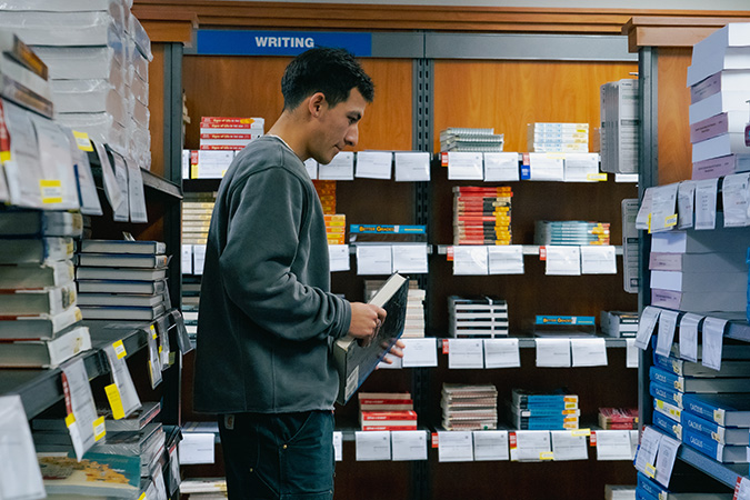 Student in bookstore