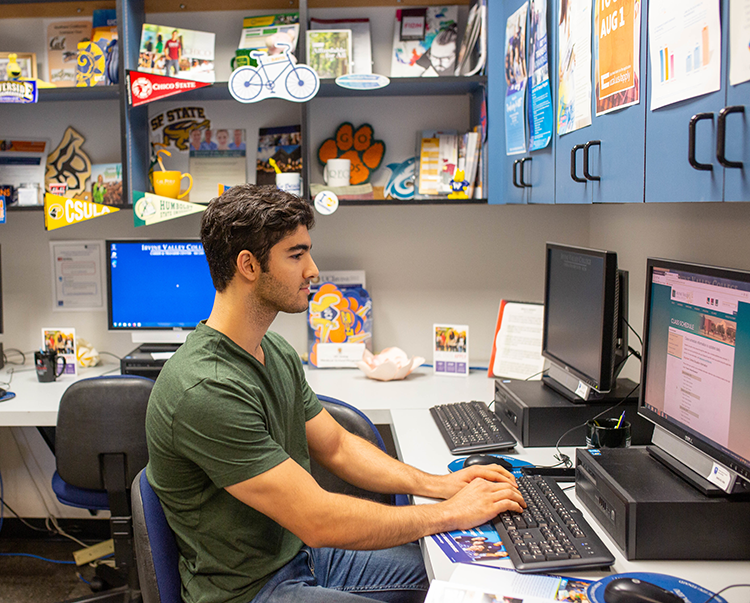 Student sitting at computer 